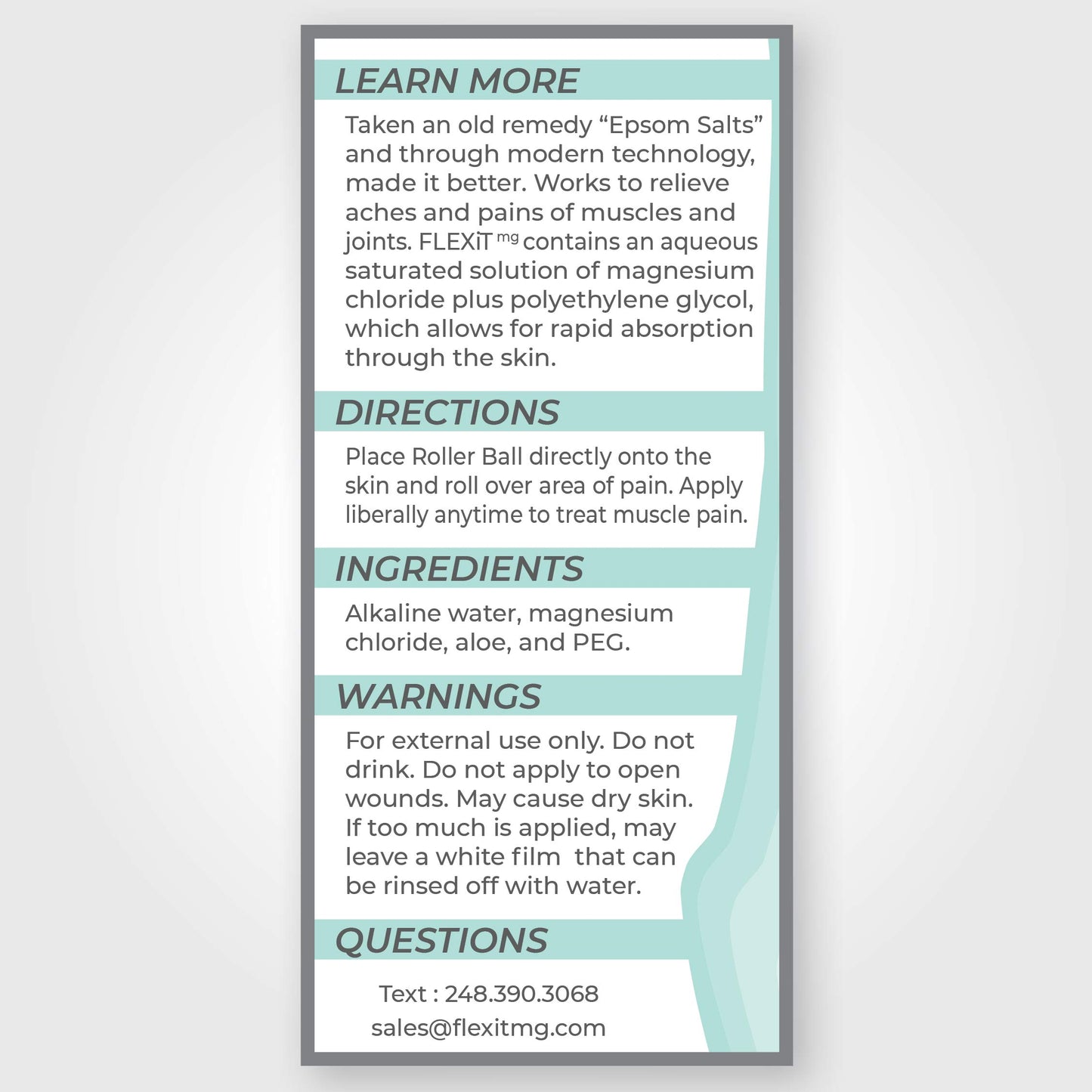 All natural ingredients of muscle cramp relief product